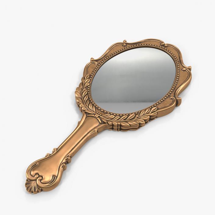 3D Old Brass Hand Mirror