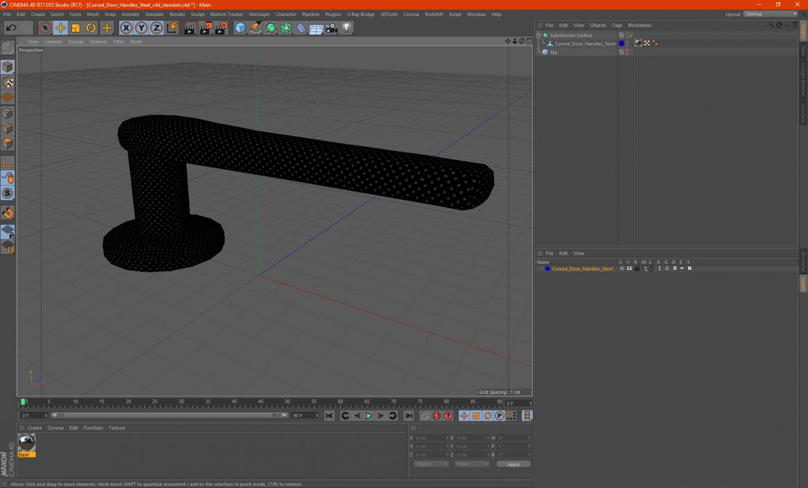 3D model Curved Door Handles Steel