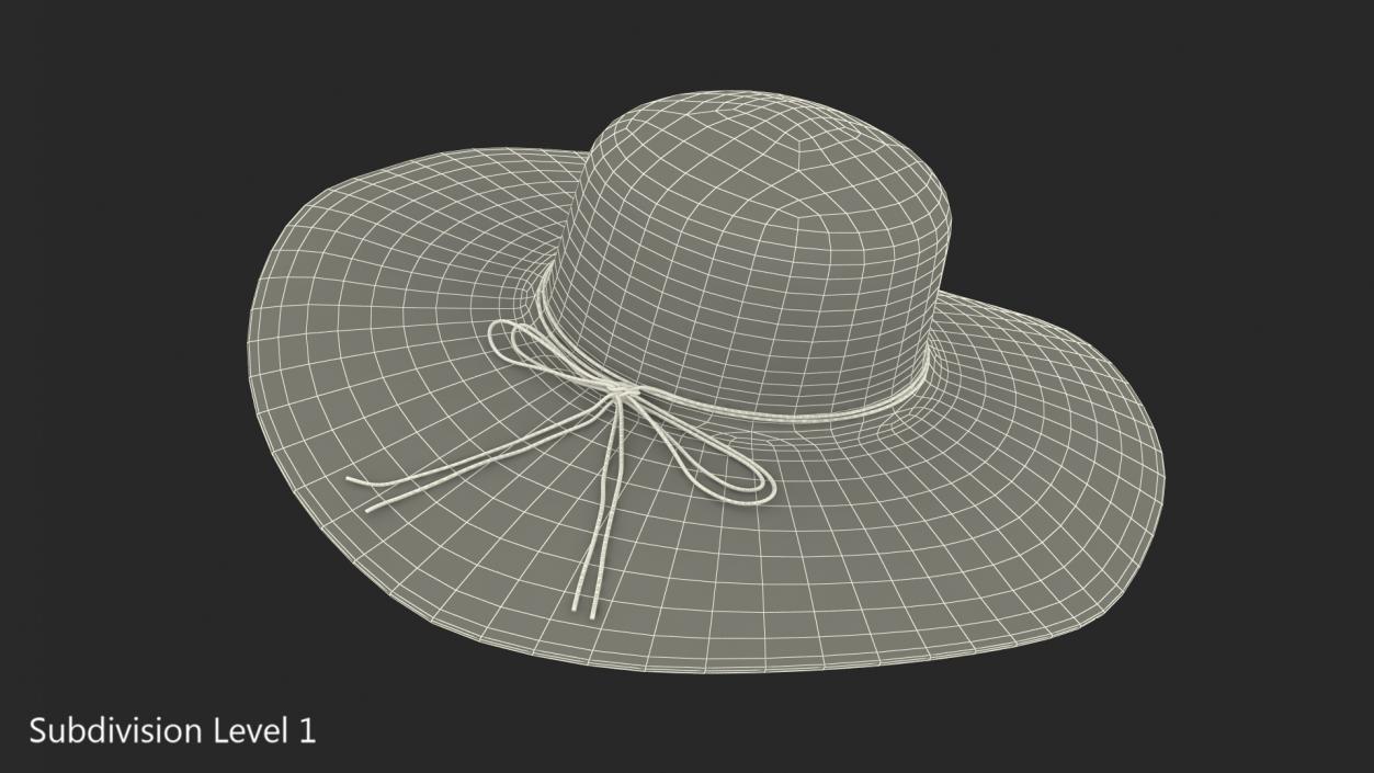 3D model Women Straw Beach Sun Hat