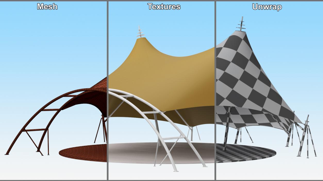 Tensile Fabric Tent Khaki 2 3D