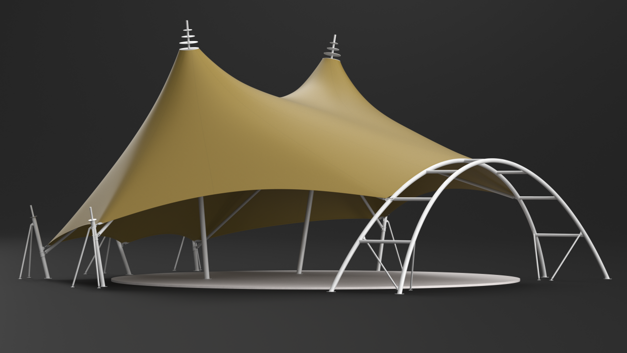 Tensile Fabric Tent Khaki 2 3D