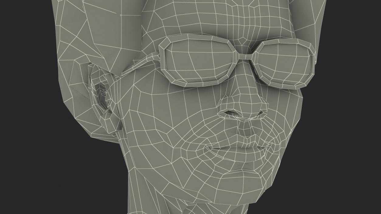 Asian Grandma Head Wearing Glasses 3D model