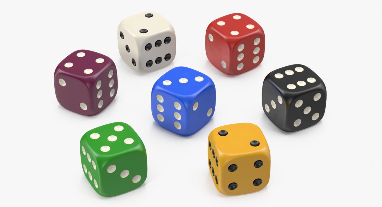 6 Edged Dices 3D Models Set 3D