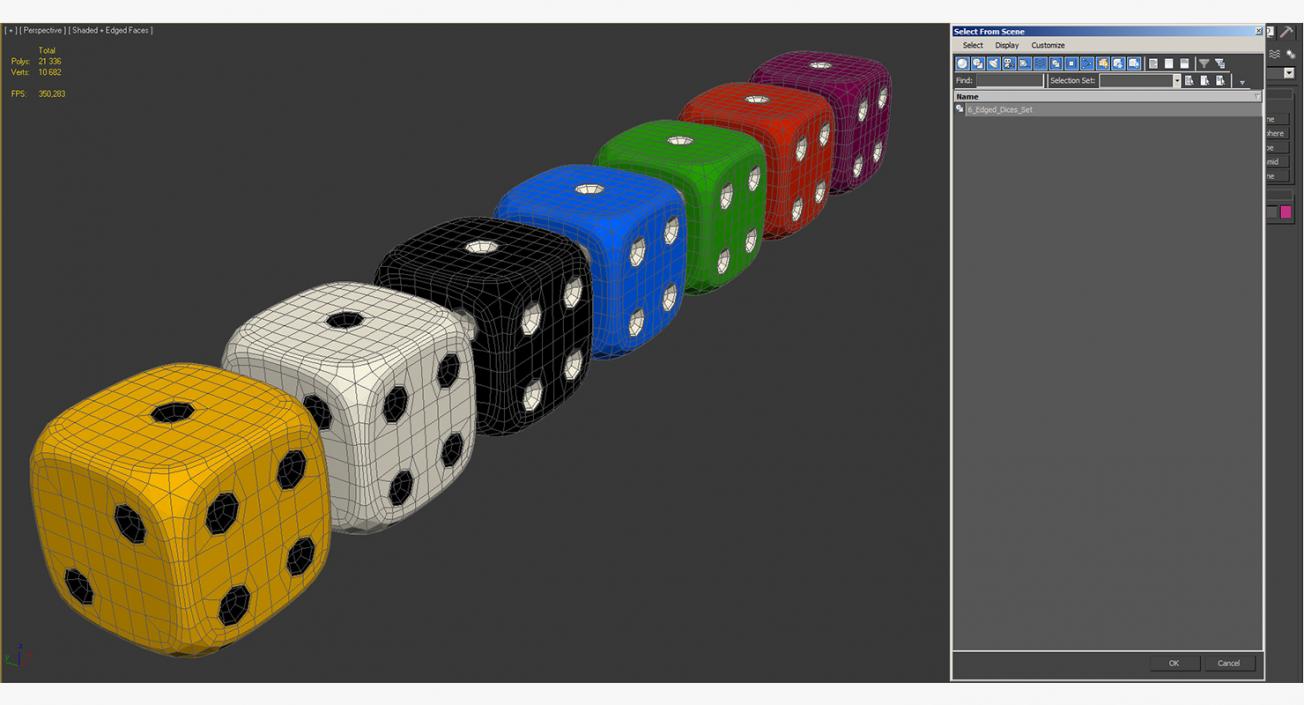 6 Edged Dices 3D Models Set 3D