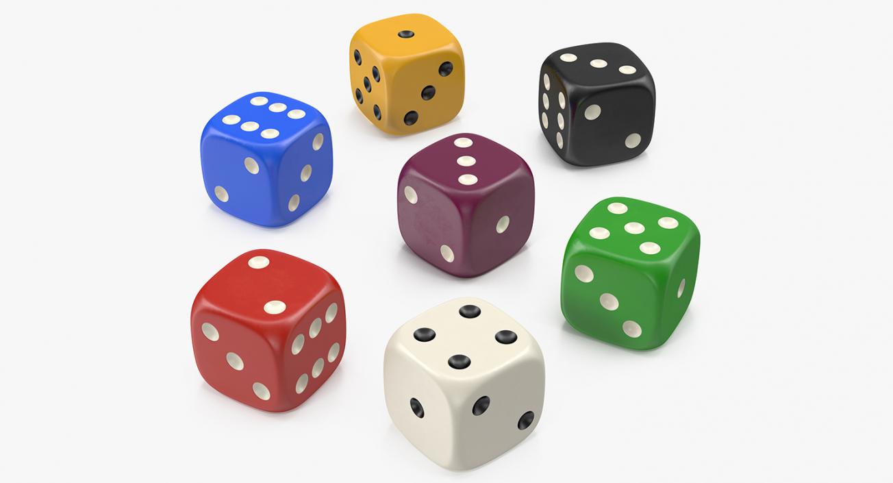 6 Edged Dices 3D Models Set 3D