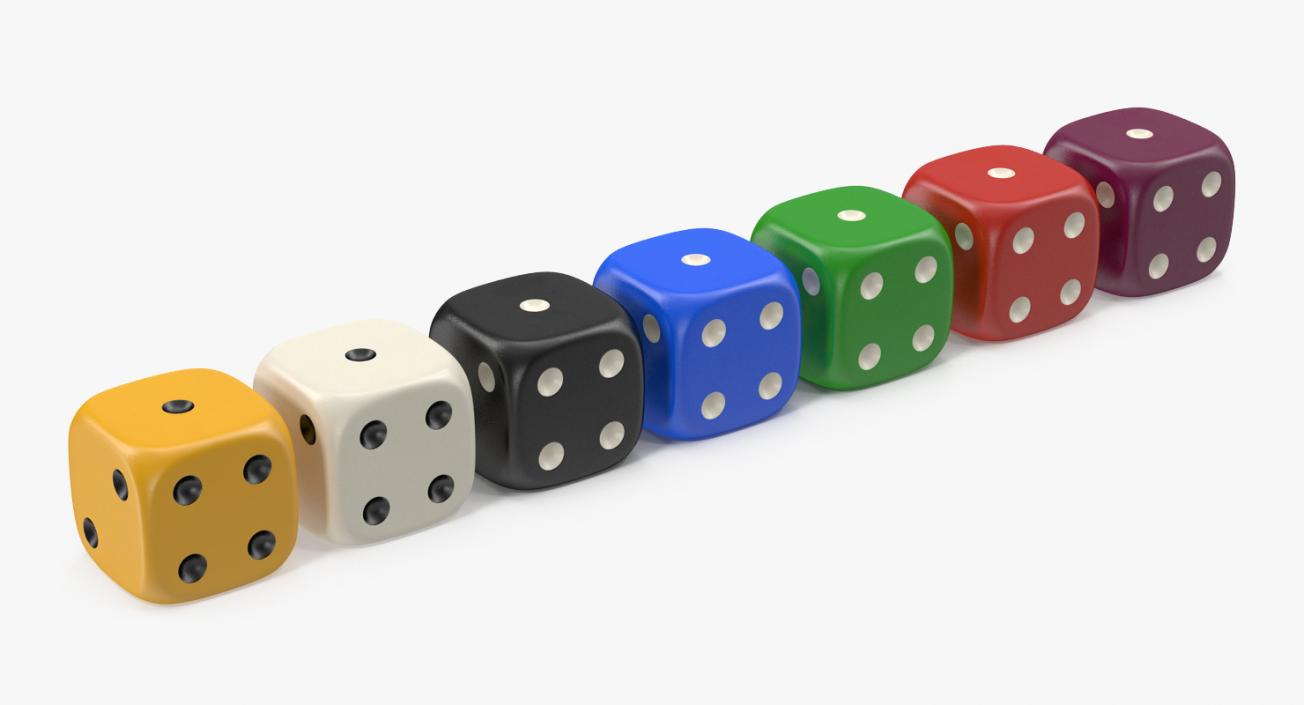 6 Edged Dices 3D Models Set 3D