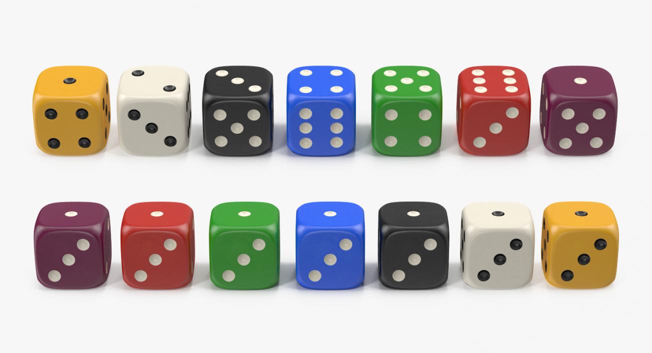 6 Edged Dices 3D Models Set 3D