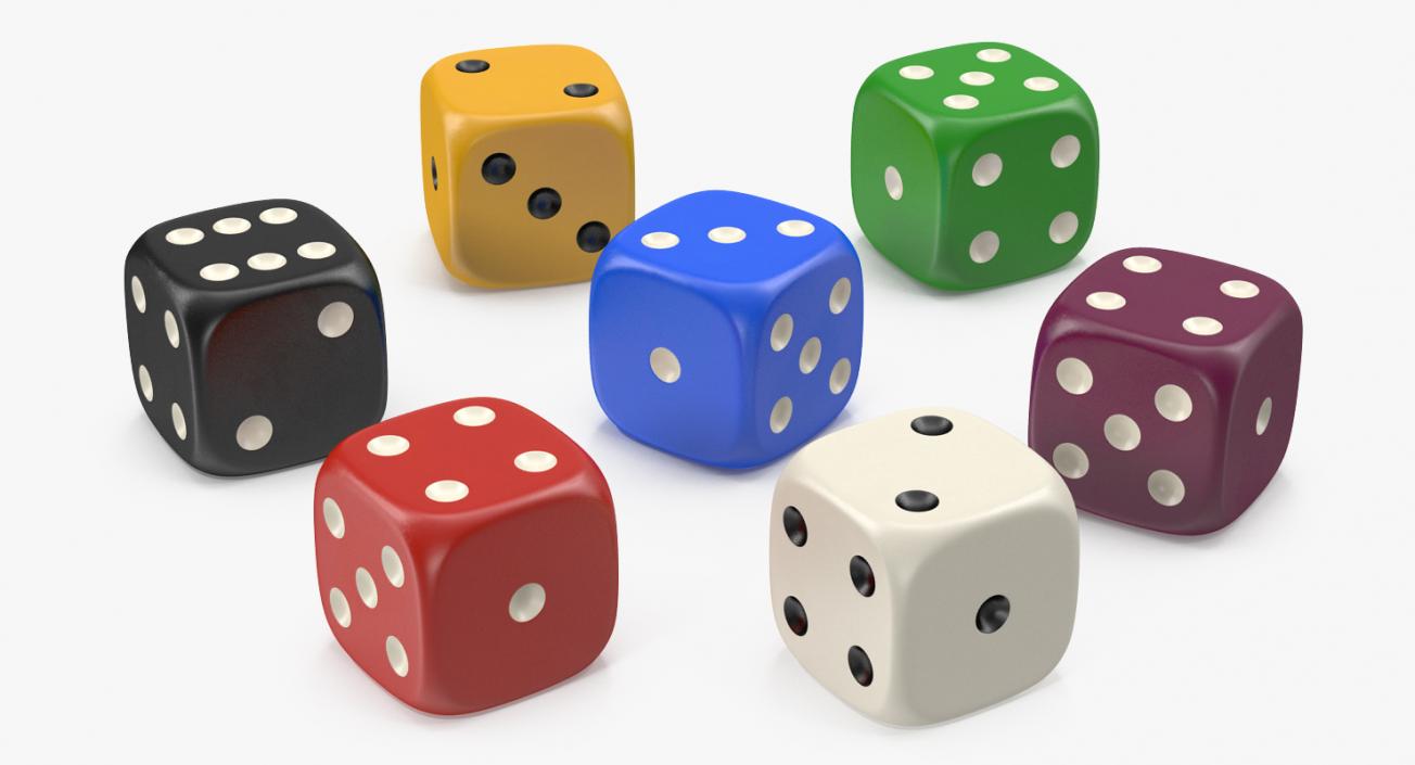 6 Edged Dices 3D Models Set 3D