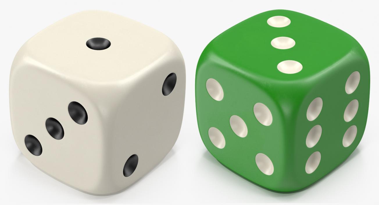 6 Edged Dices 3D Models Set 3D