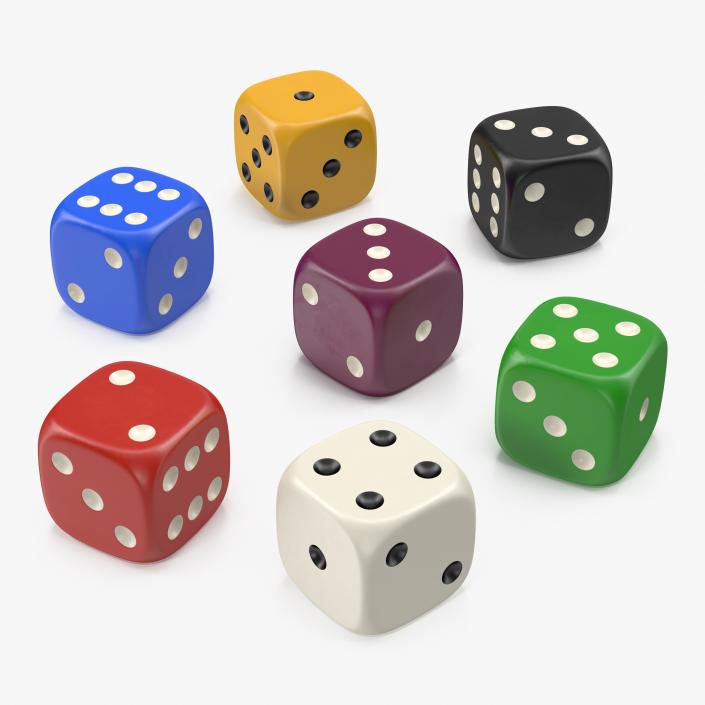 6 Edged Dices 3D Models Set 3D