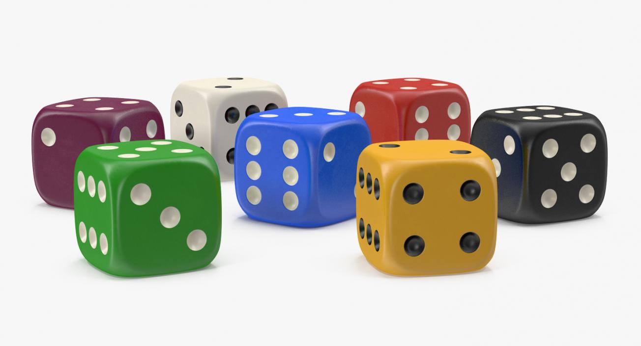 6 Edged Dices 3D Models Set 3D