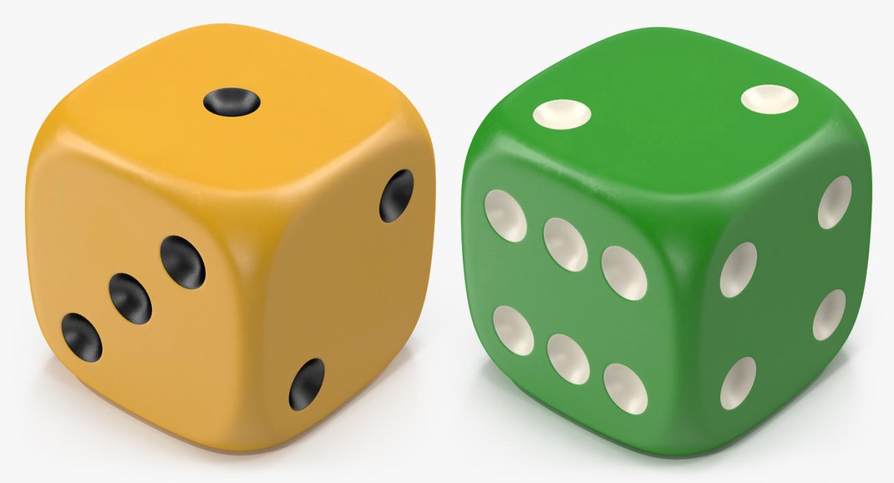 6 Edged Dices 3D Models Set 3D