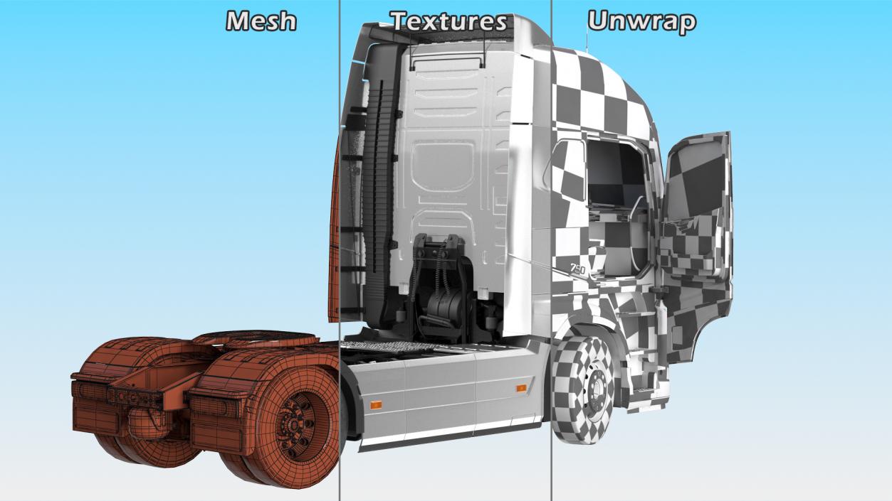 3D model Volvo FH16 750 Globetrotter Truck Rigged