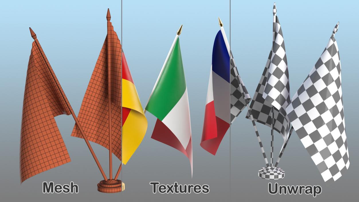 Table Flags Germany France Italy 3D