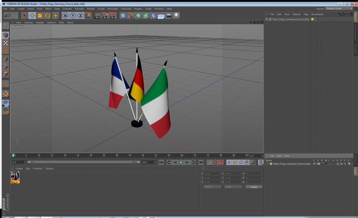 Table Flags Germany France Italy 3D