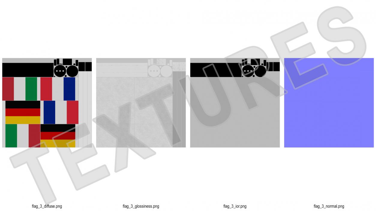 Table Flags Germany France Italy 3D