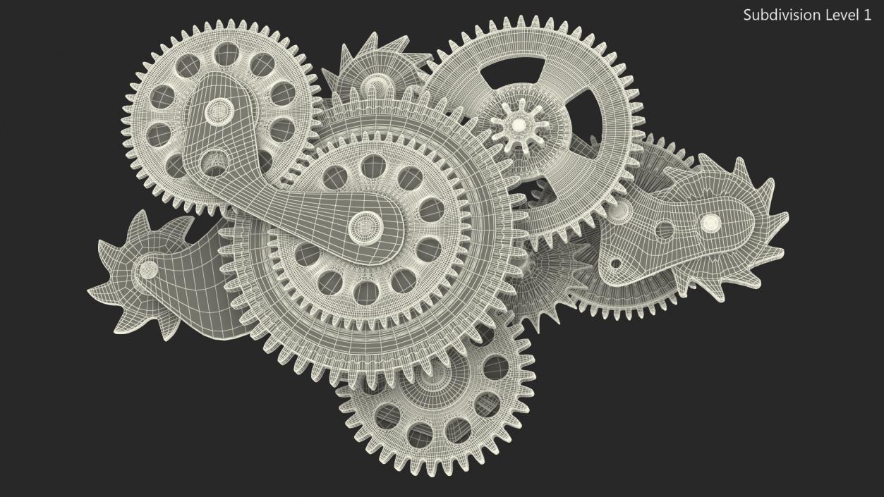 3D Cog Gears Silver