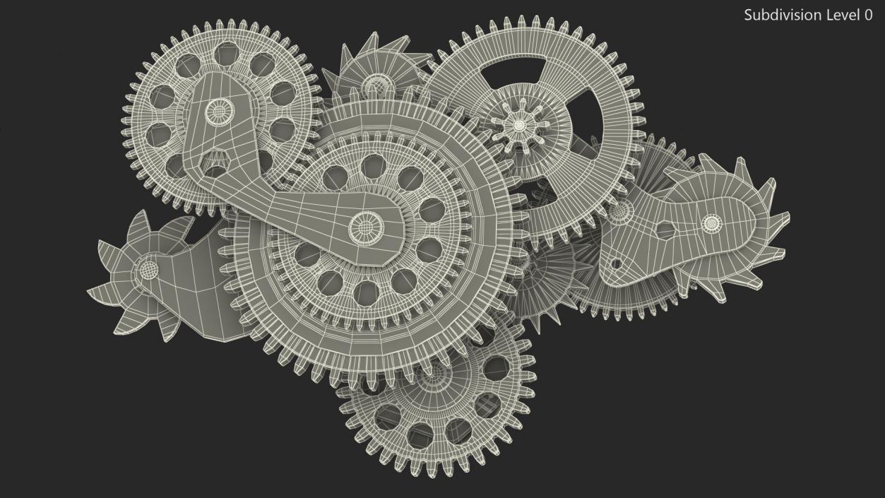 3D Cog Gears Silver