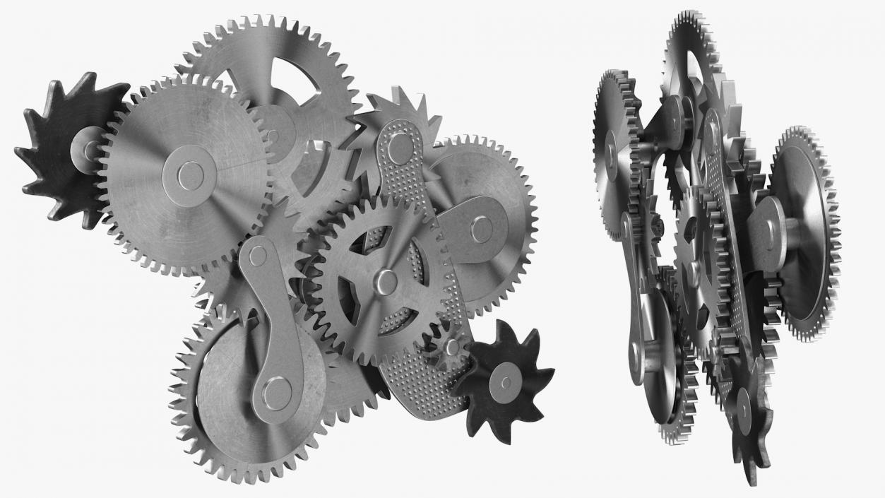 3D Cog Gears Silver