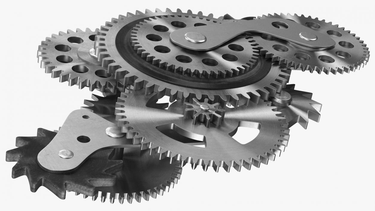 3D Cog Gears Silver