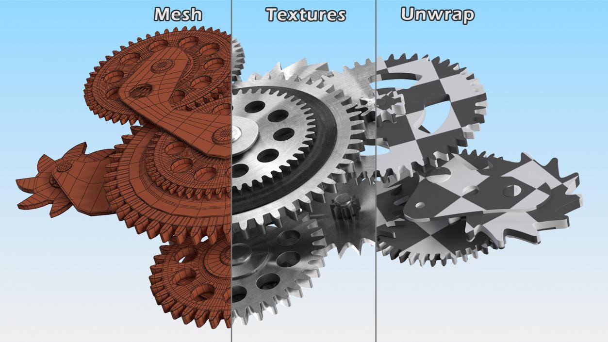 3D Cog Gears Silver