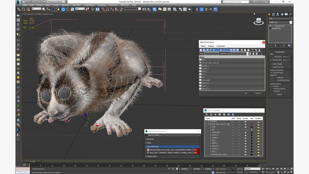 Bornean Slow Loris Fur 3D