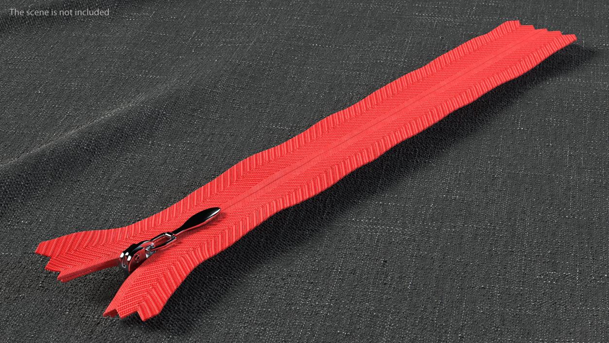 3D Nylon Invisible Zipper Red