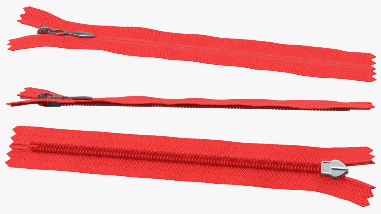 3D Nylon Invisible Zipper Red