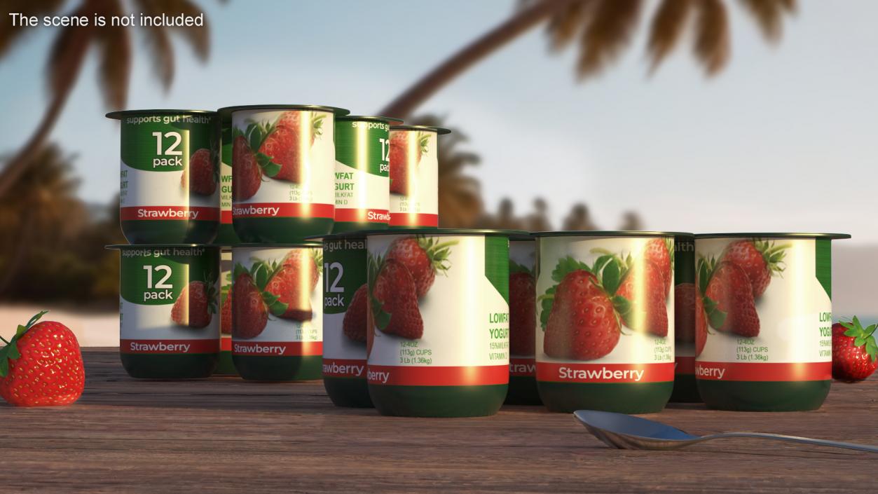 Activia Strawberry Yogurt 6 Cups 3D