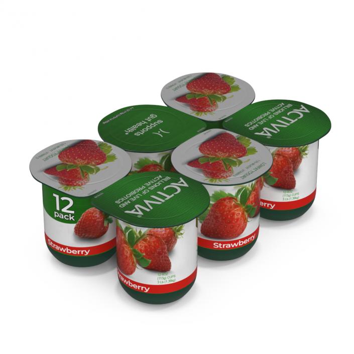 Activia Strawberry Yogurt 6 Cups 3D