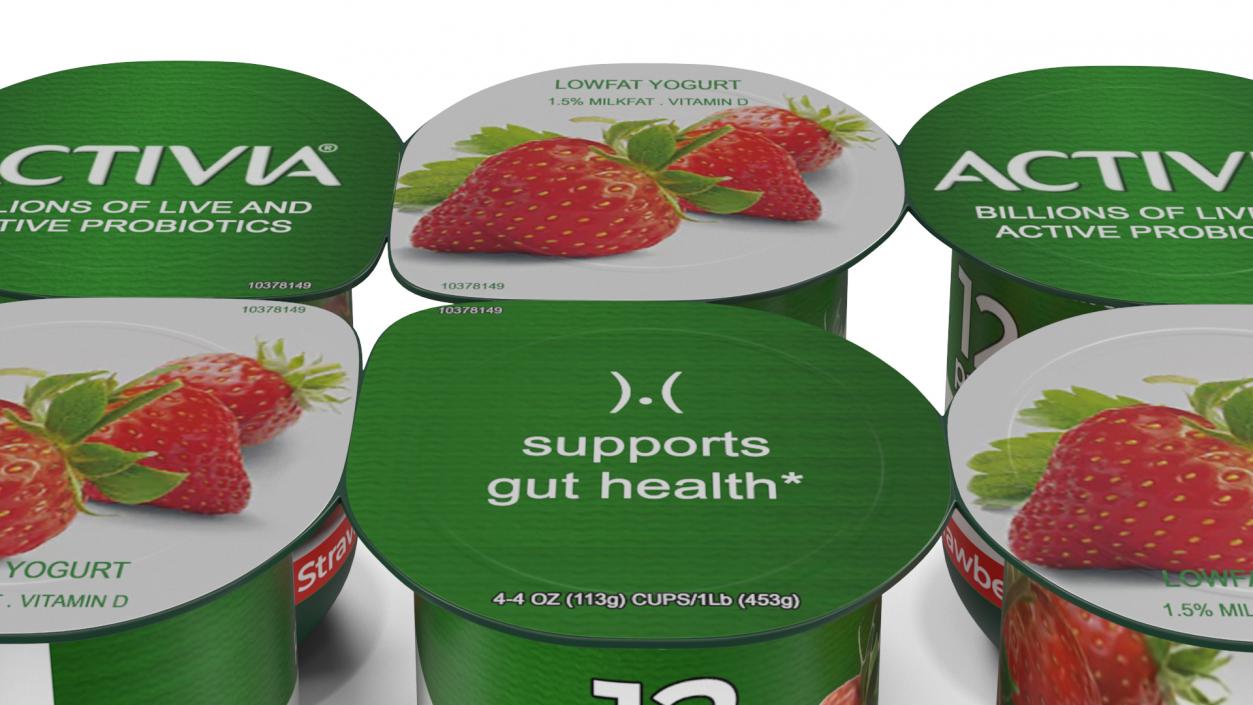 Activia Strawberry Yogurt 6 Cups 3D