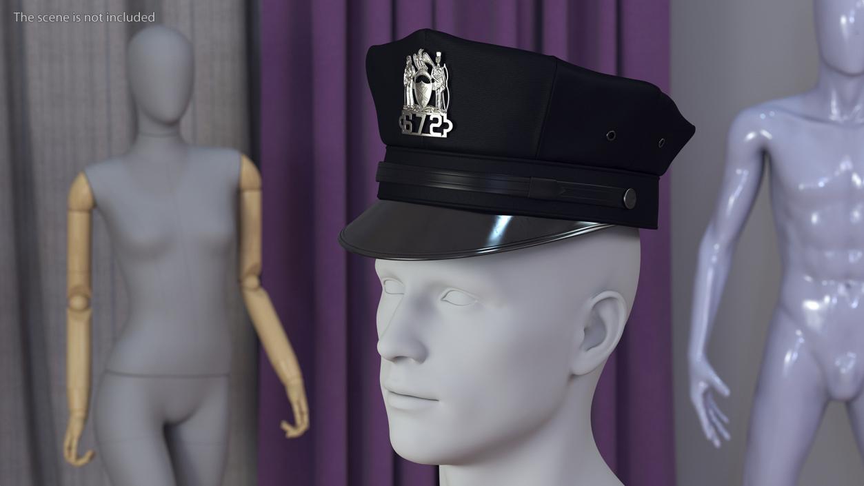 3D New York Police Officer Cap with Badge model