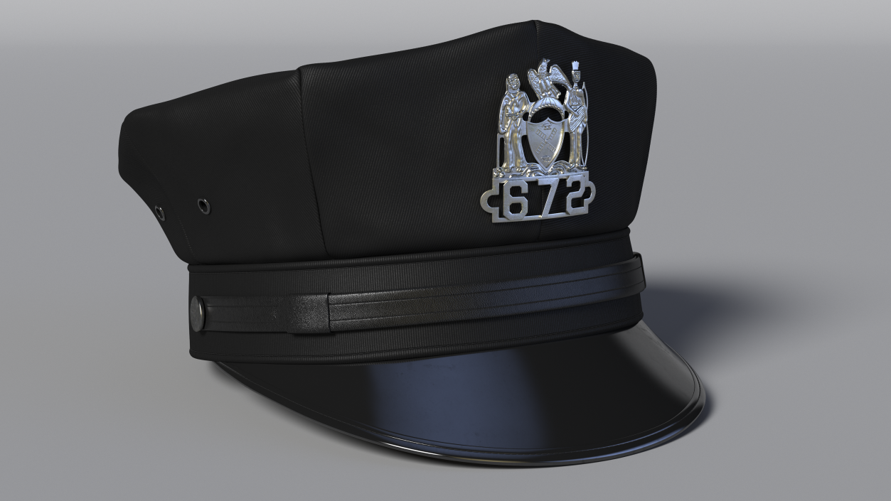 3D New York Police Officer Cap with Badge model