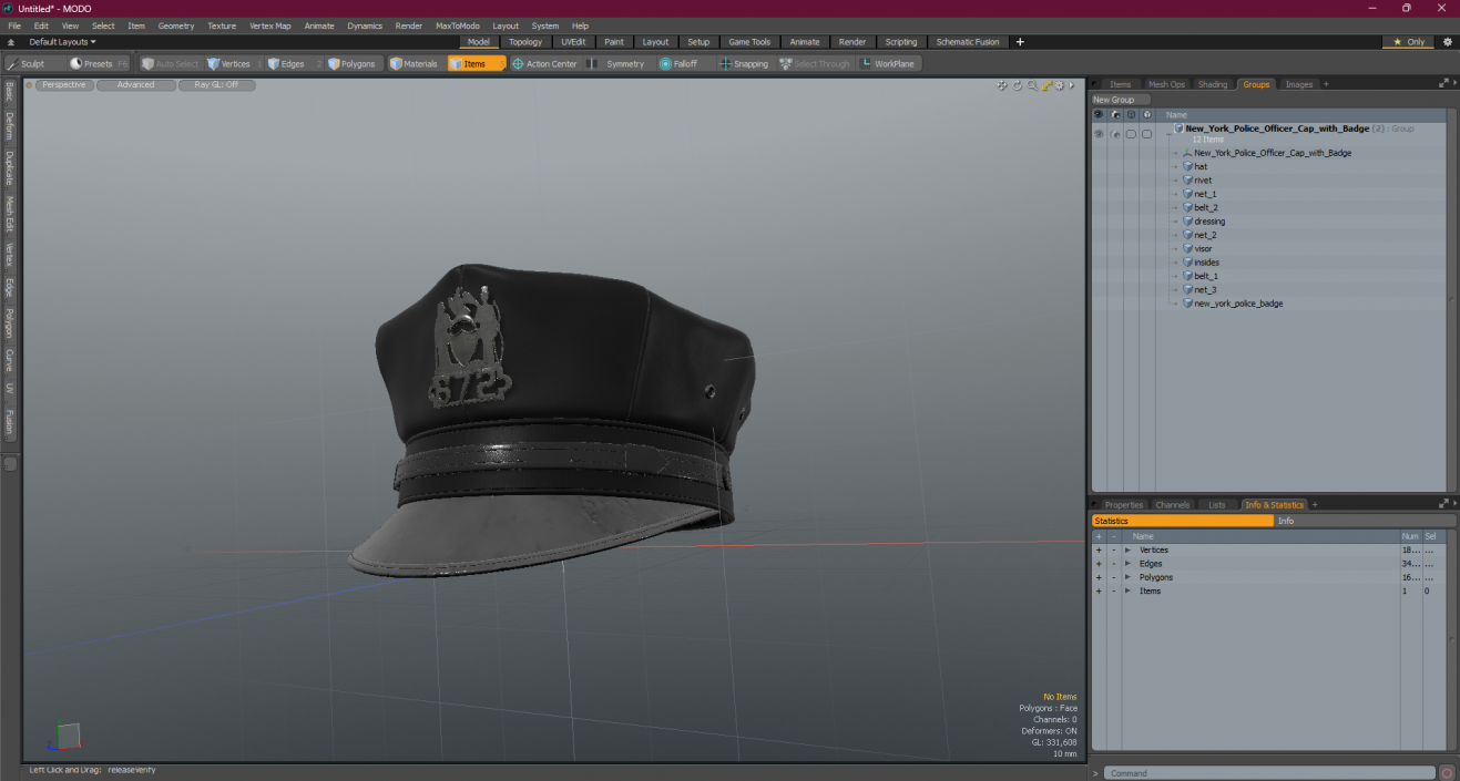 3D New York Police Officer Cap with Badge model