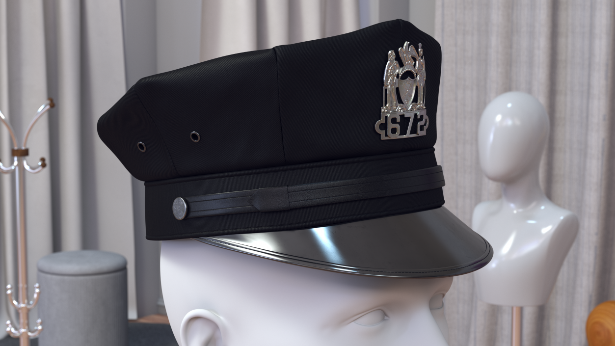 3D New York Police Officer Cap with Badge model