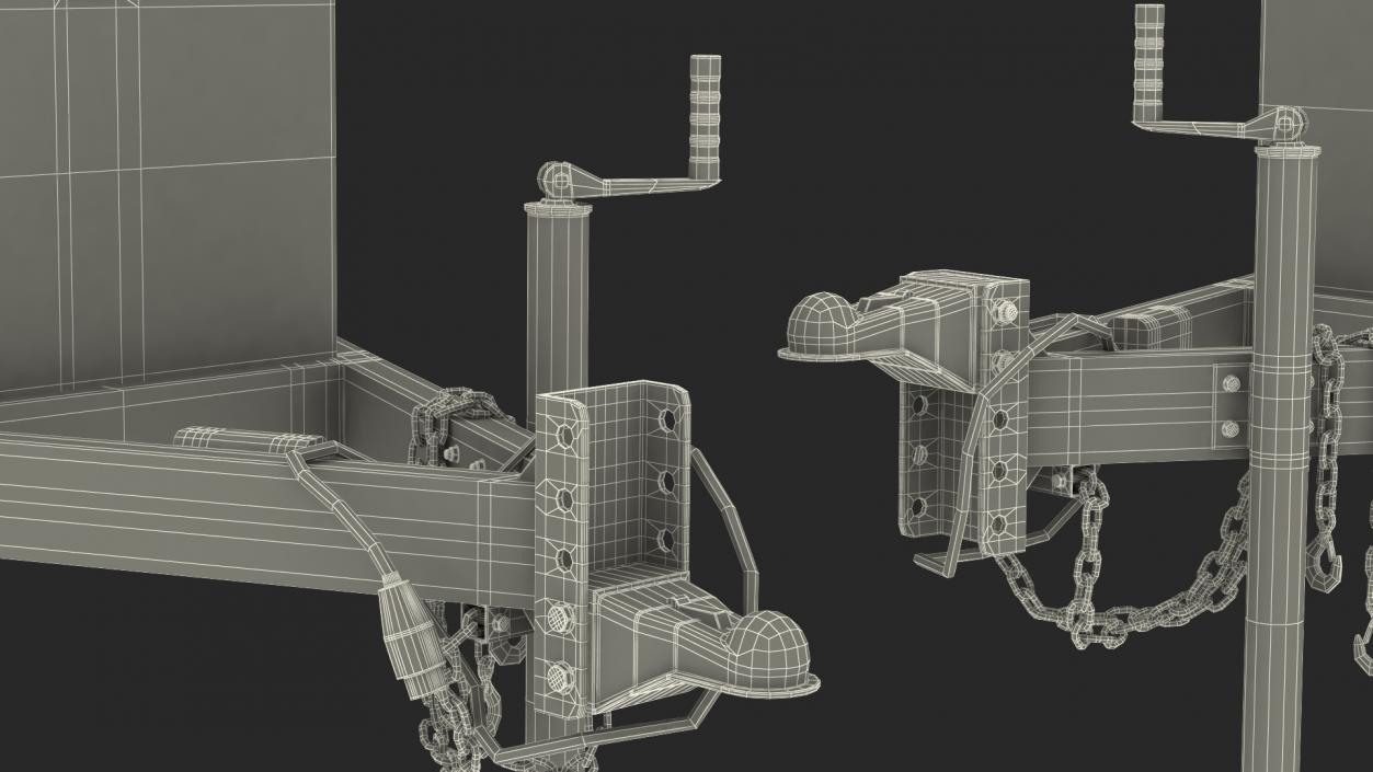 3D Heavy Duty 2 Wheel Trailer Rigged model