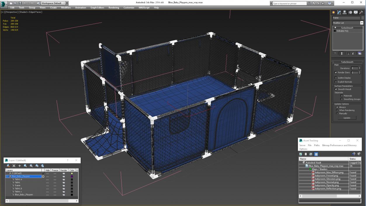 Blue Baby Playpen 3D