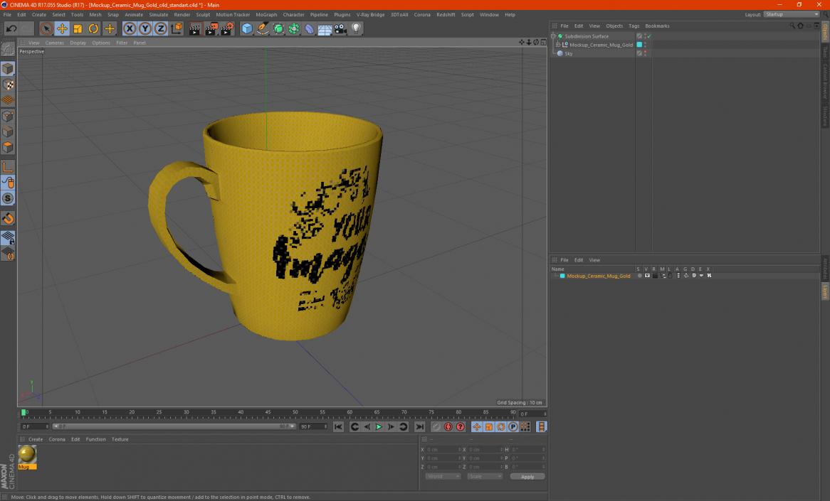 3D Mockup Ceramic Mug Gold model