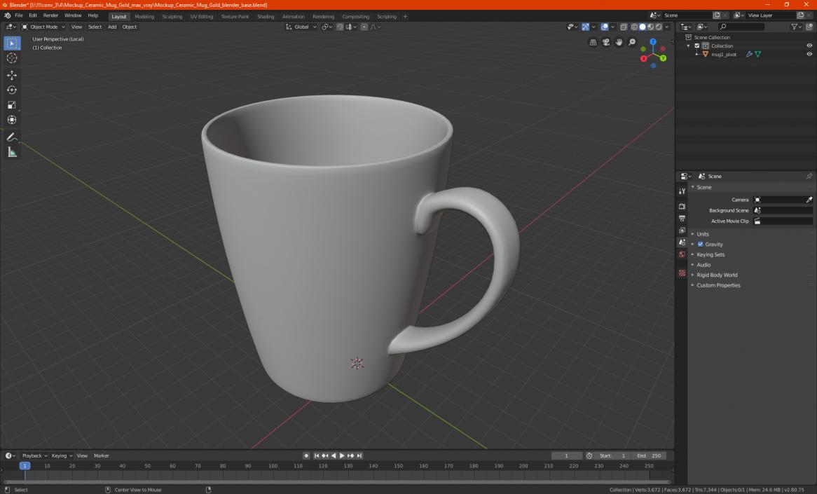 3D Mockup Ceramic Mug Gold model