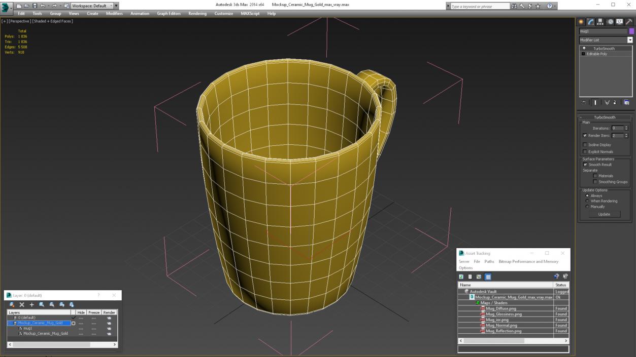 3D Mockup Ceramic Mug Gold model