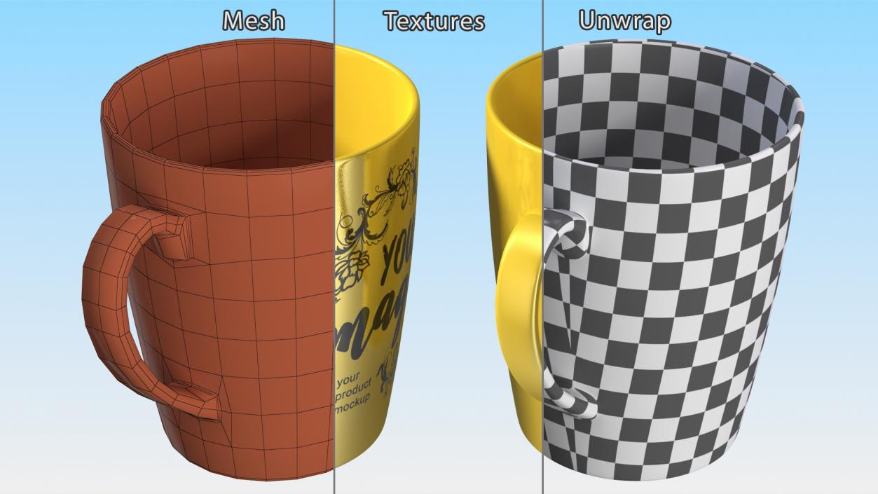 3D Mockup Ceramic Mug Gold model