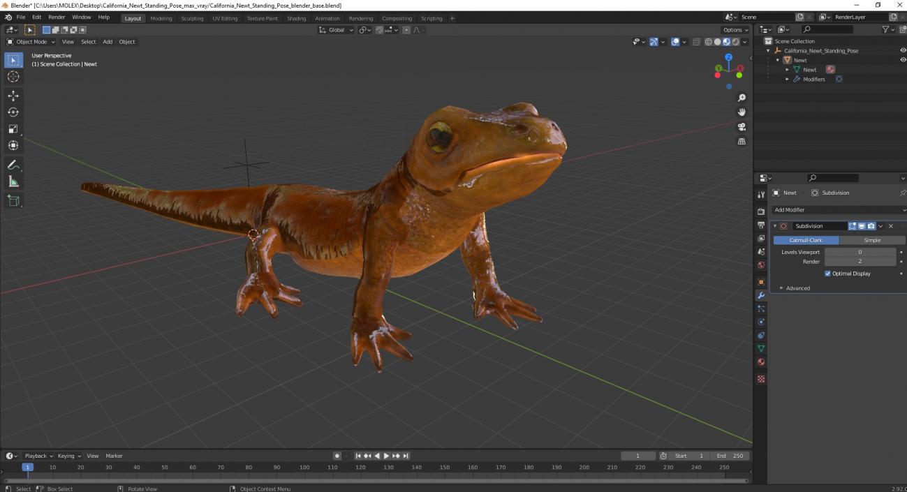 California Newt Standing Pose 3D model