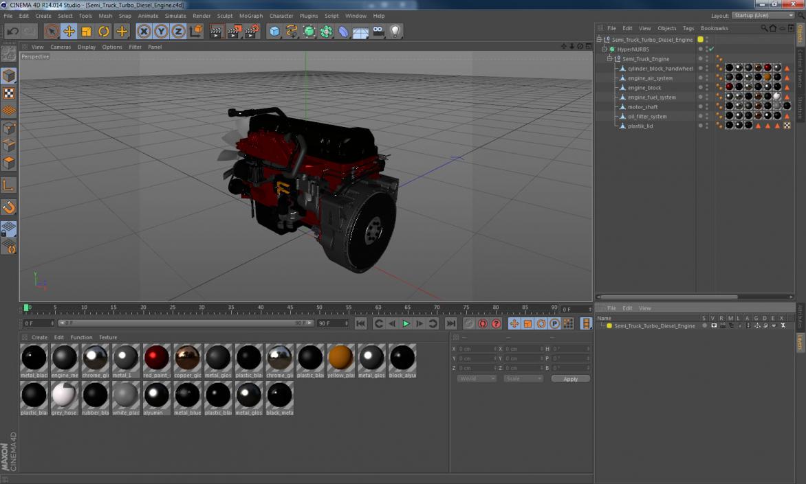 3D model Semi Truck Turbo Diesel Engine