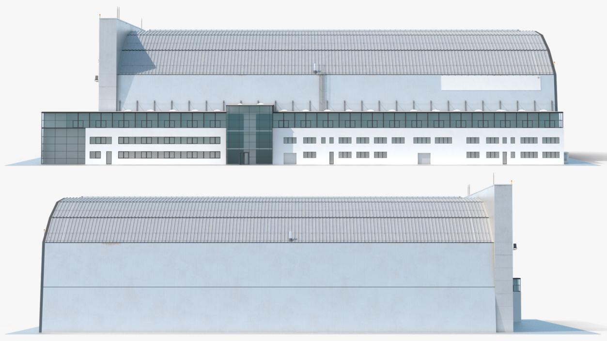 Airship Hangar with Blimp Rigged 3D