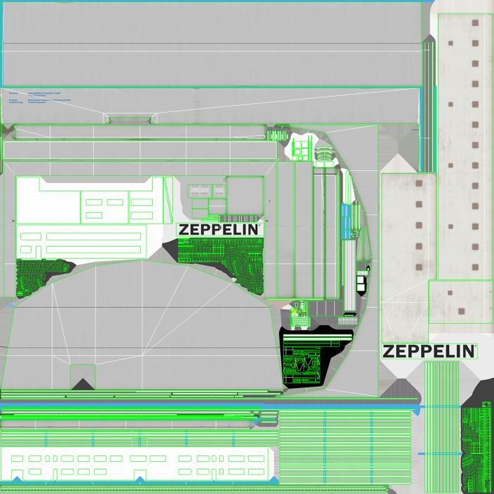 Airship Hangar with Blimp Rigged 3D