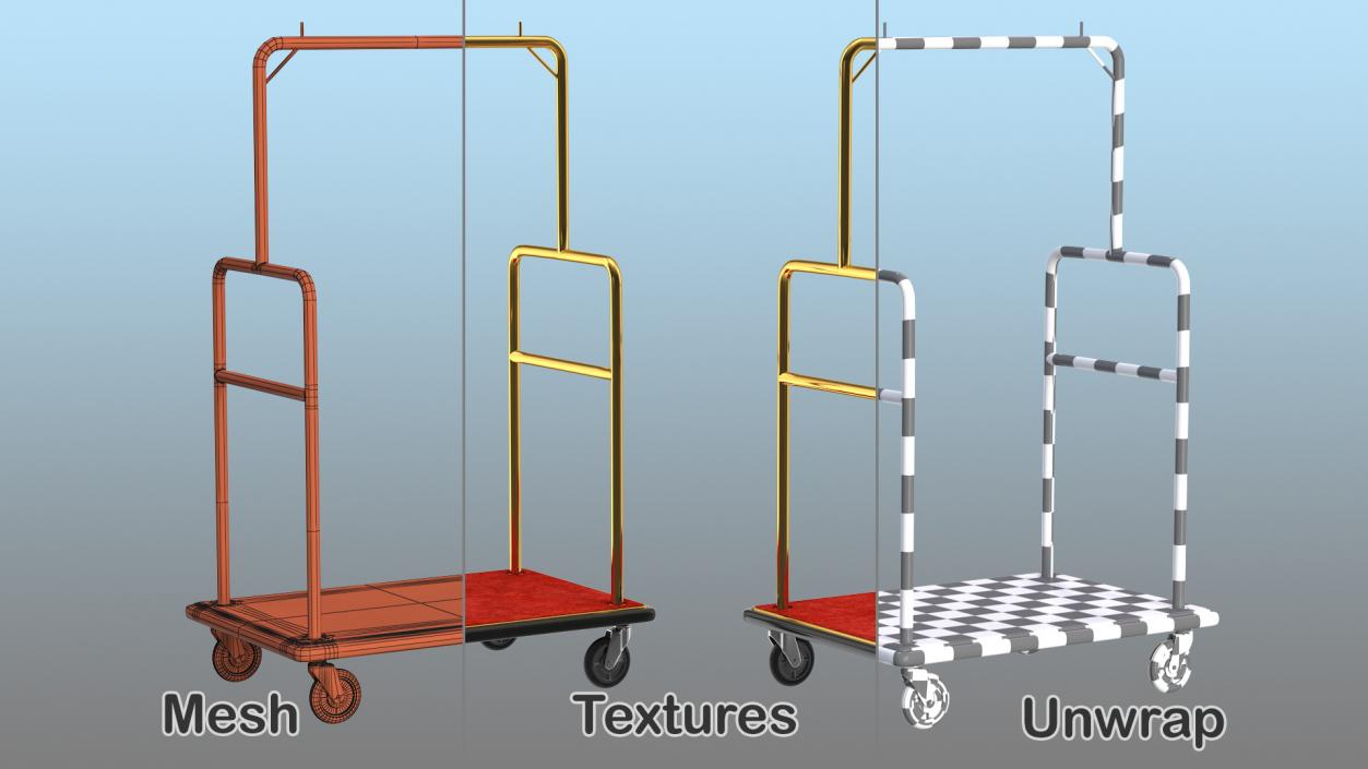 3D model Hotel Luggage Cart and Luggage Bag Collection