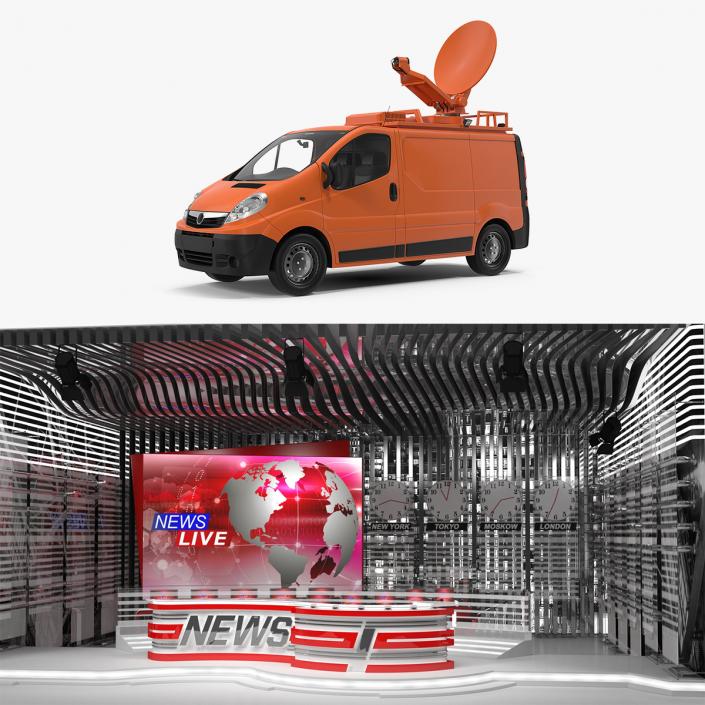 TV Studio and TV Station Van 3D Models Collection 3D model