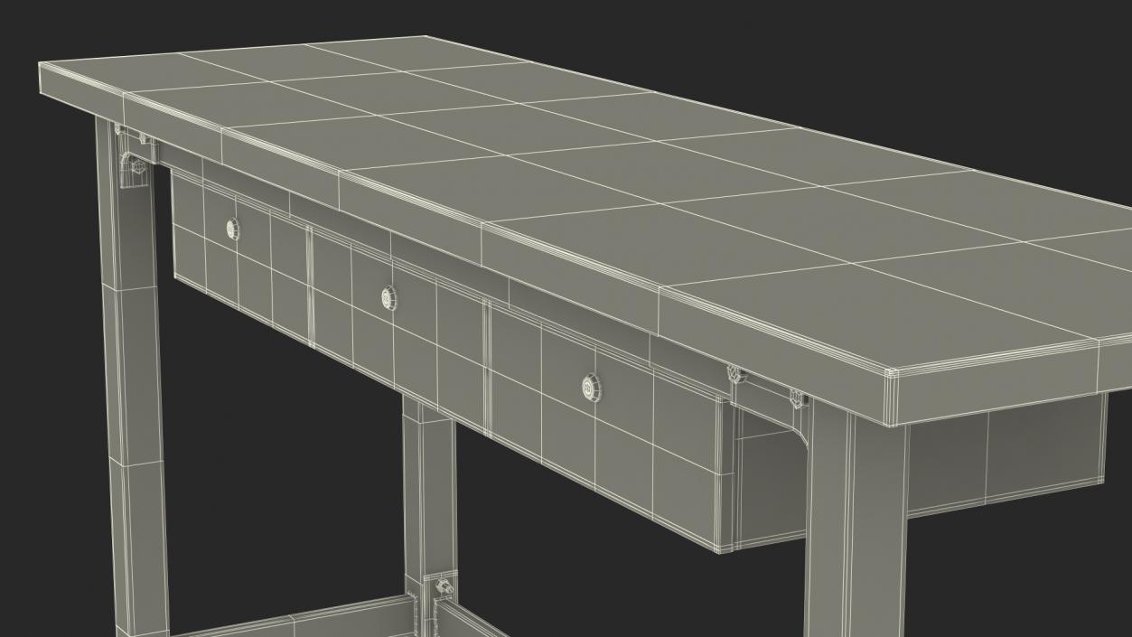 3 Drawer Steel Garage Bench Grey 3D