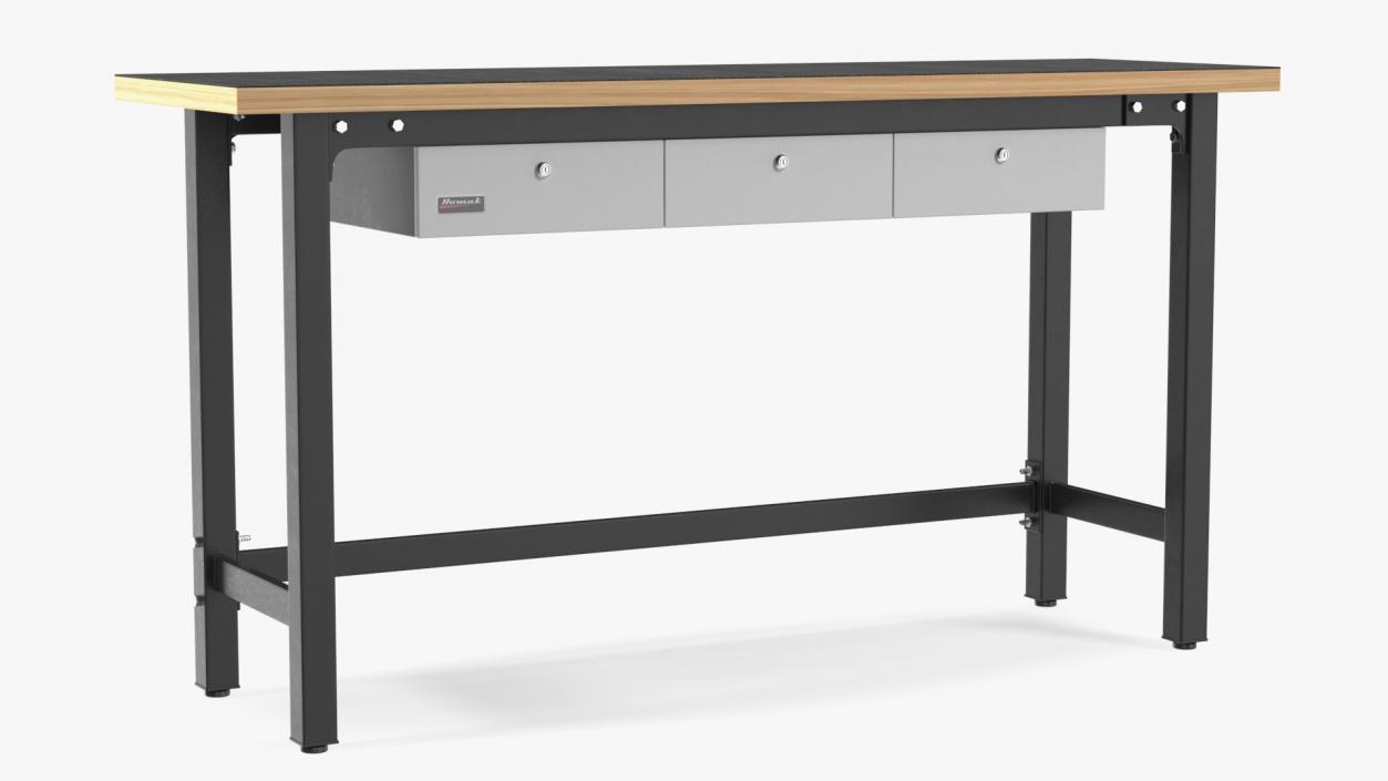 3 Drawer Steel Garage Bench Grey 3D