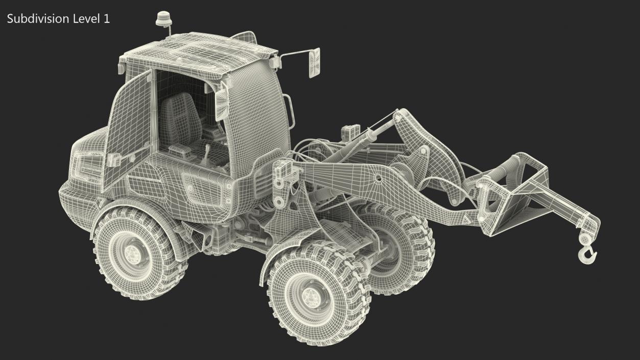 Electric Loader with Material Handling Arm Rigged 3D model